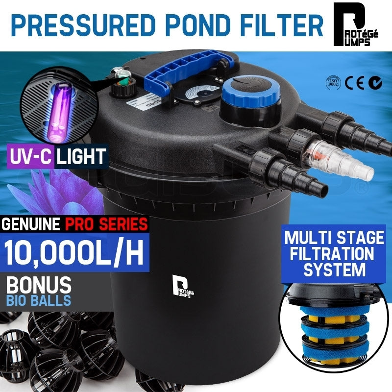 PROTEGE Aquarium Pond Pressure Filter Garden UV Light External Canister Pump Fish Tank 10000 L/H