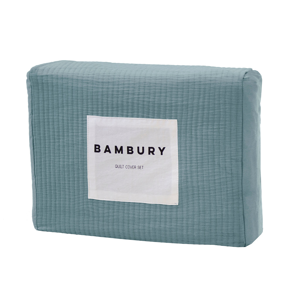 Bambury Grace Quilt Cover Set Steel Blue King