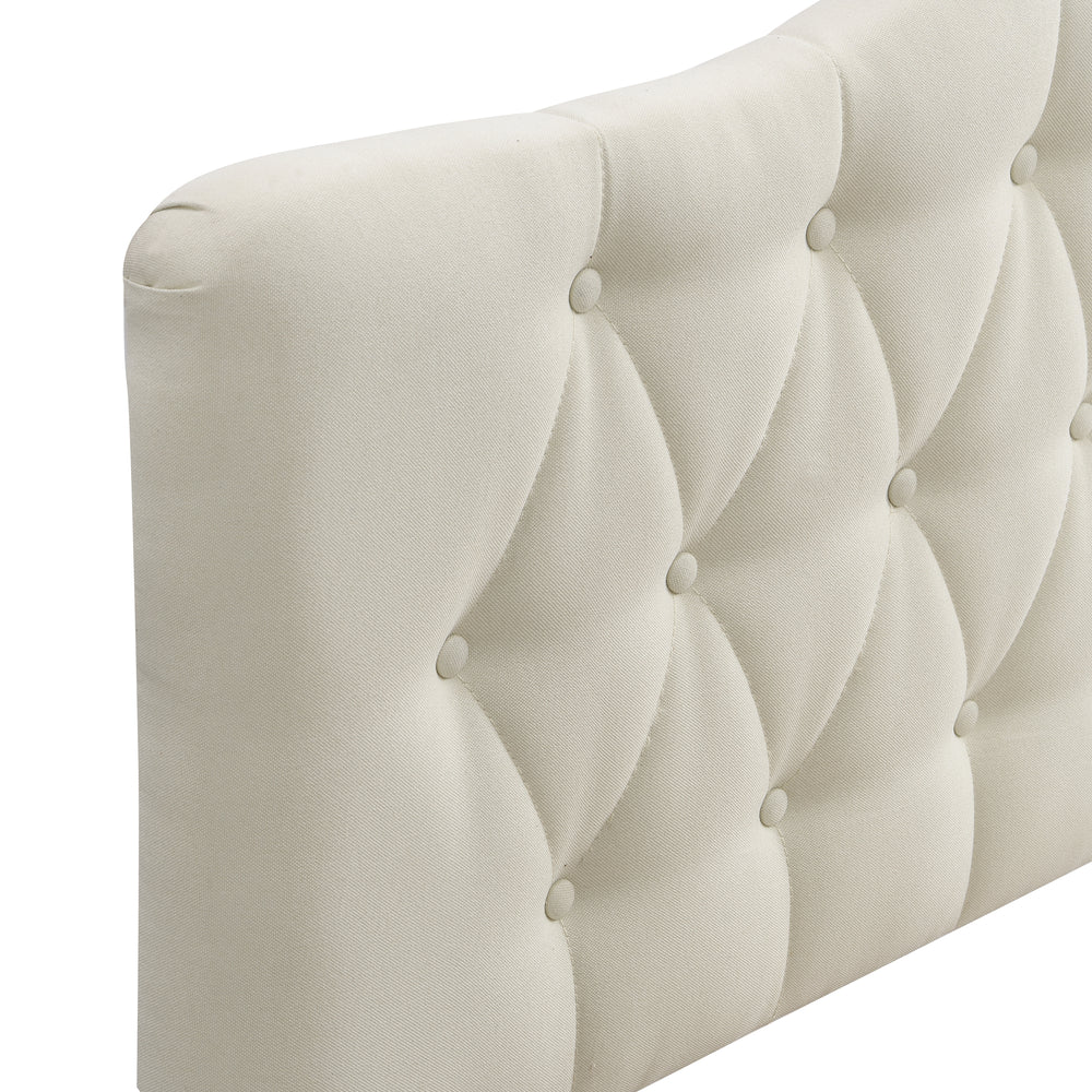 IHOMDEC Upholstered Linen Look Double Bed Frame BEF06 Beige