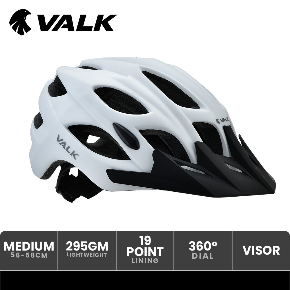 VALK Mountain Bike Helmet Medium 56-58cm MTB Bicycle Cycling Safety Accessories - White