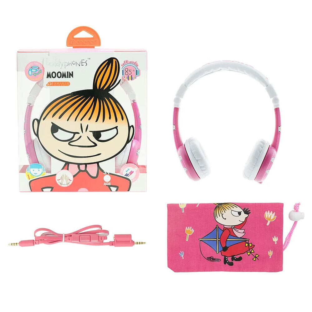 2PK Buddyphones Moomin Foldable Headphones w/Travel Bag Little My - Pink