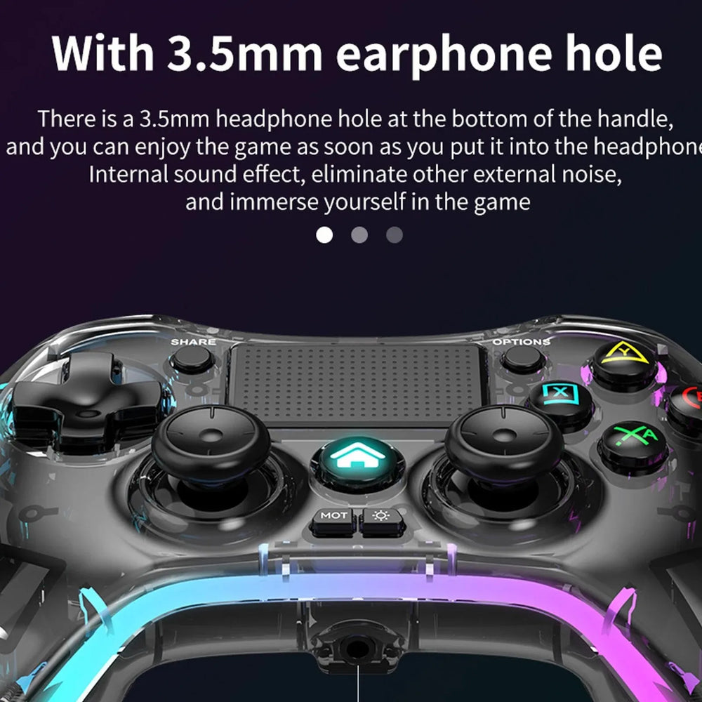 Transparant Colorful Wireless Game Controller for PS4 /Switch /PS3/Android /PC/IOS Joystick Gamepad for PS4 Console Touch Button