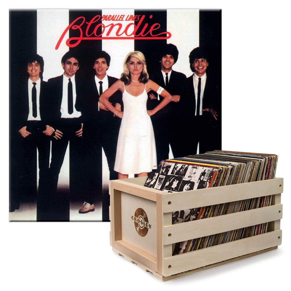 Crosley Record Storage Crate &amp; Blondie - Parallel Lines - Vinyl Album Bundle