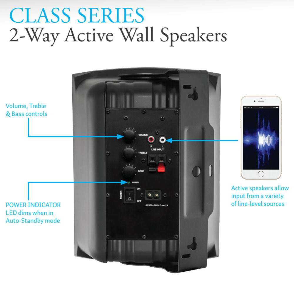 Wintal 5&quot; Active Box Speakers 40W RMS/90W Max Black