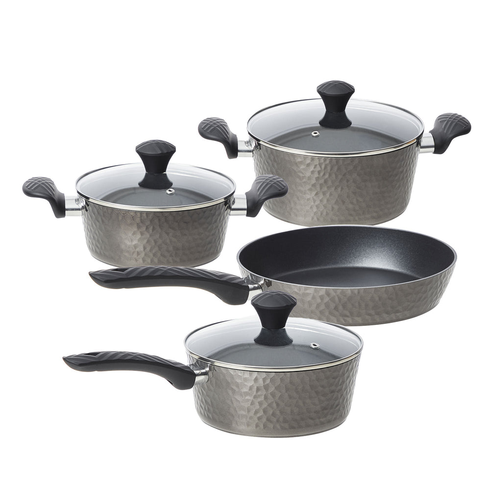 7 Piece Titanium Pots Pans Cookware Set Black