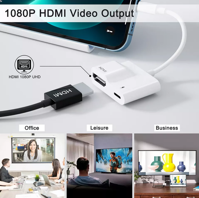 Lightning Digital AV Adapter,Compatible with iPad iPhone TV Projector  Monitor to HDMI Adapter Cable, Digital AV Adapter Support 1080P HDTV  Converter 
