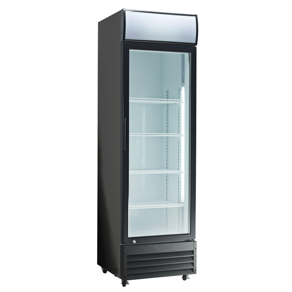 Exquisite DC400P One Glass Door Upright Display Commercial Refrigerators Black 400 Litre