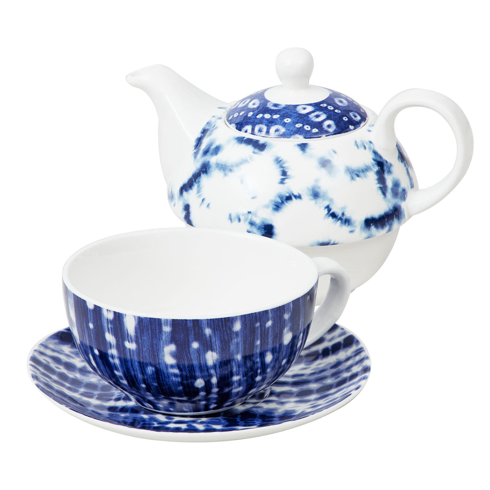 3-Piece Blue Shibori 350ml Tea For One Set