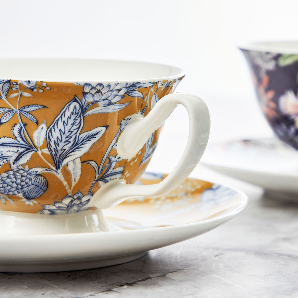Set of 4 Tea Coffee Cups &amp; Saucer Set Floral 200ml