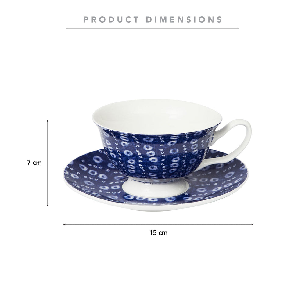 Set of 4 Tea Coffee Cups &amp; Saucer Set Blue 200ml