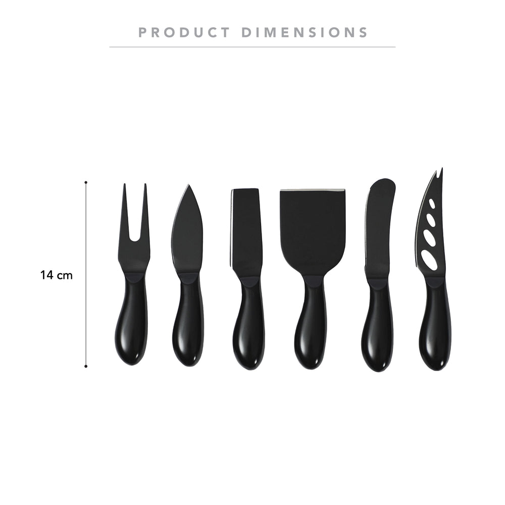 Set Of 6 Cheese Knives Black Stainless Steel