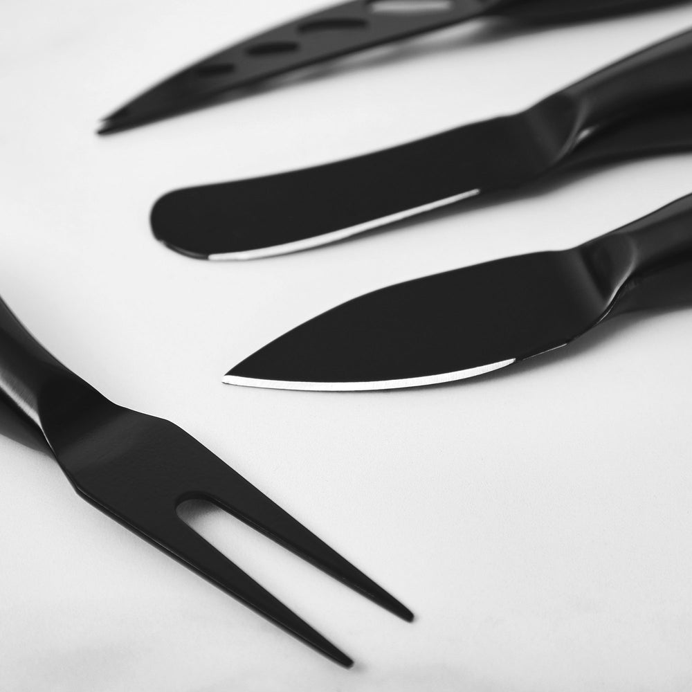 Set Of 6 Cheese Knives Black Stainless Steel