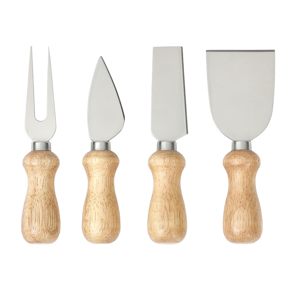 Set Of 4 Cheese Knives Silver Stainless Steel