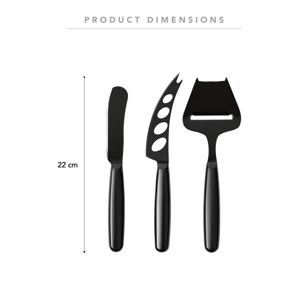 Set Of 3 Cheese Knives Black Stainless Steel