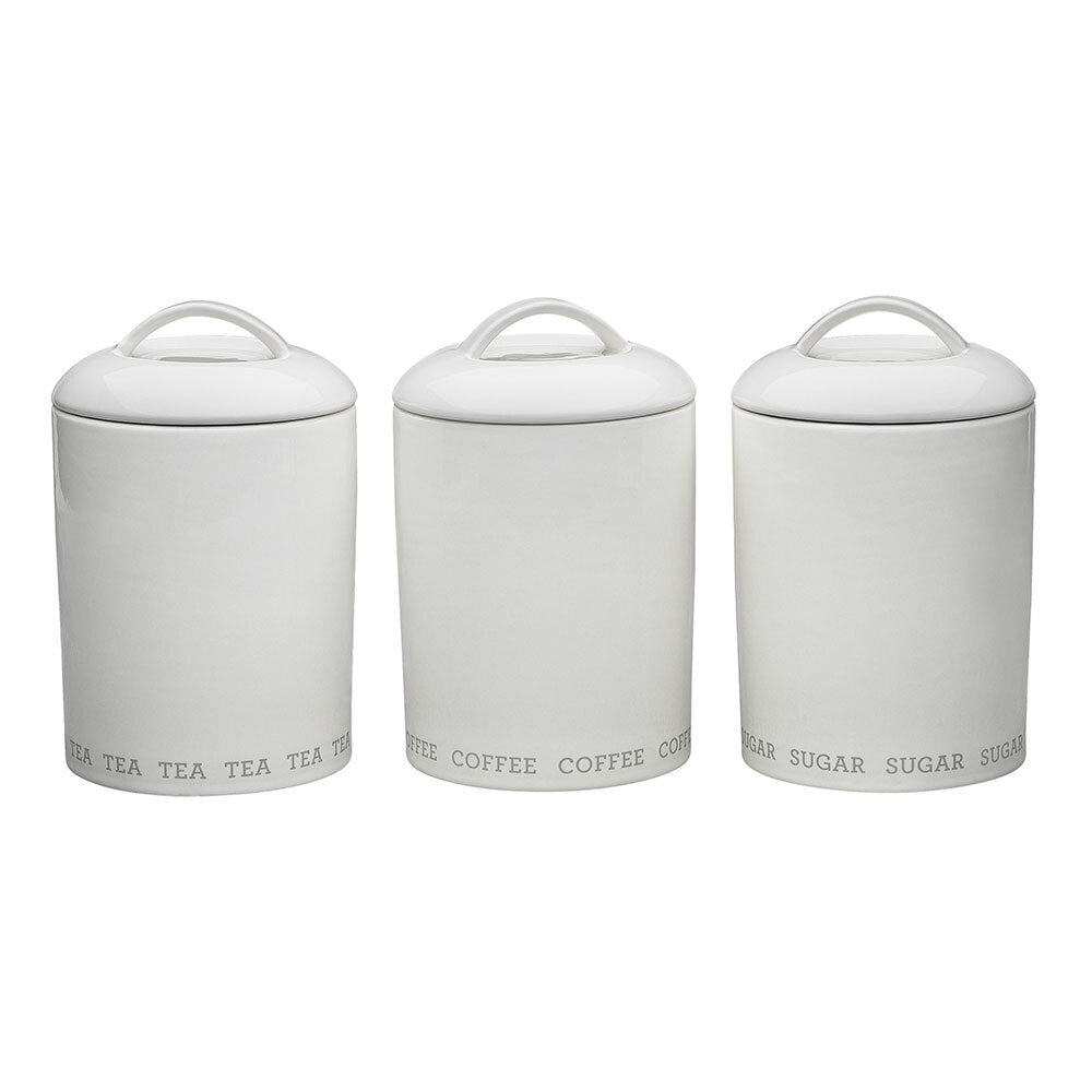 3pc Ecology Abode Tea/Coffee/Sugar Canister Set - White