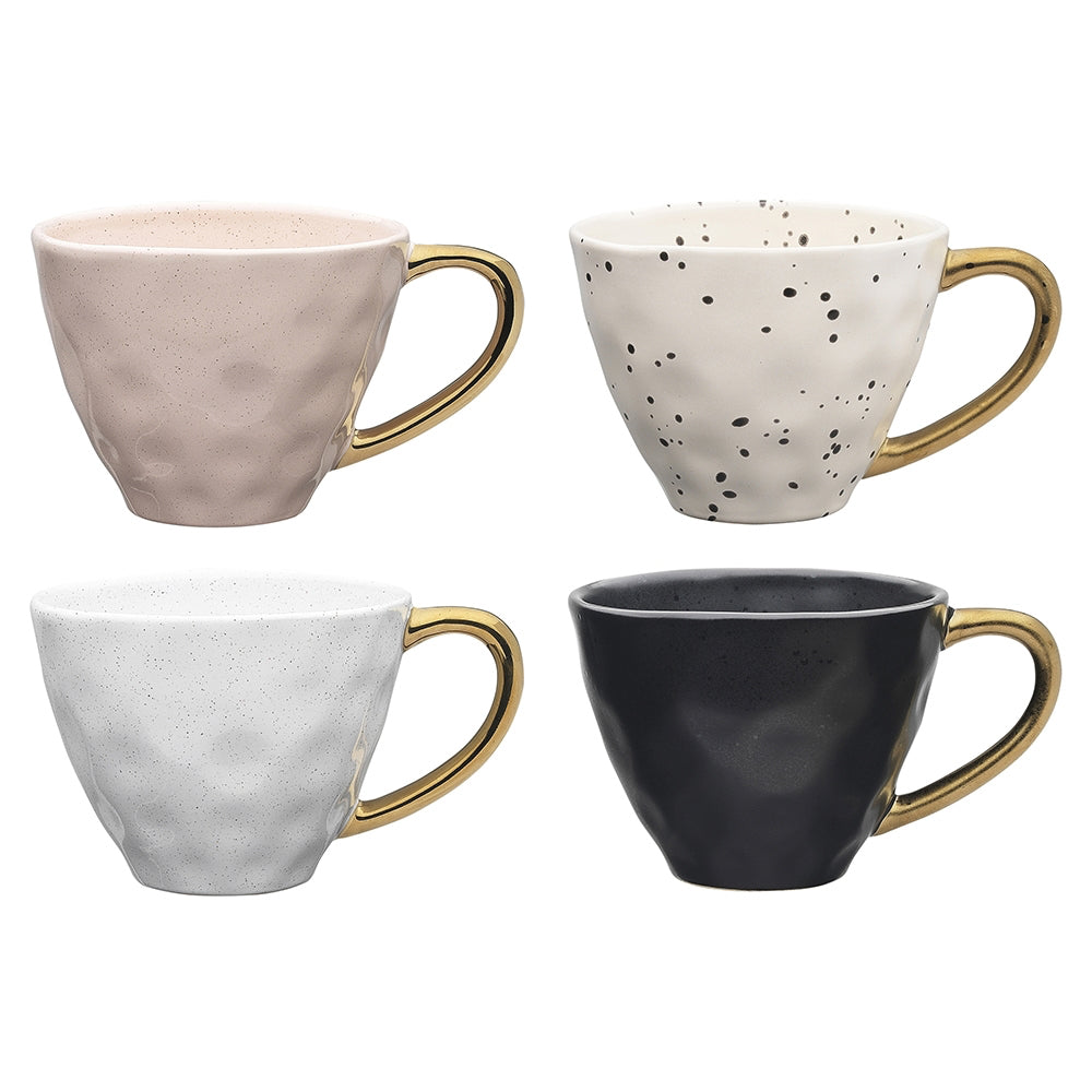 4pc Ecology Speckle Mugs w/Gold Handle 380ml