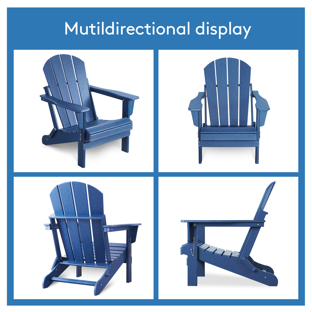 EHOMMATE HDPE Folding &amp; Painted Outdoor Adirondack Chair Weather Resistant Navy Blue