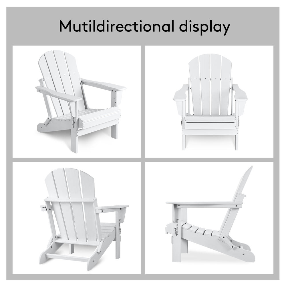 EHOMMATE HDPE Folding &amp; Painted Outdoor Adirondack Chair Weather Resistant White
