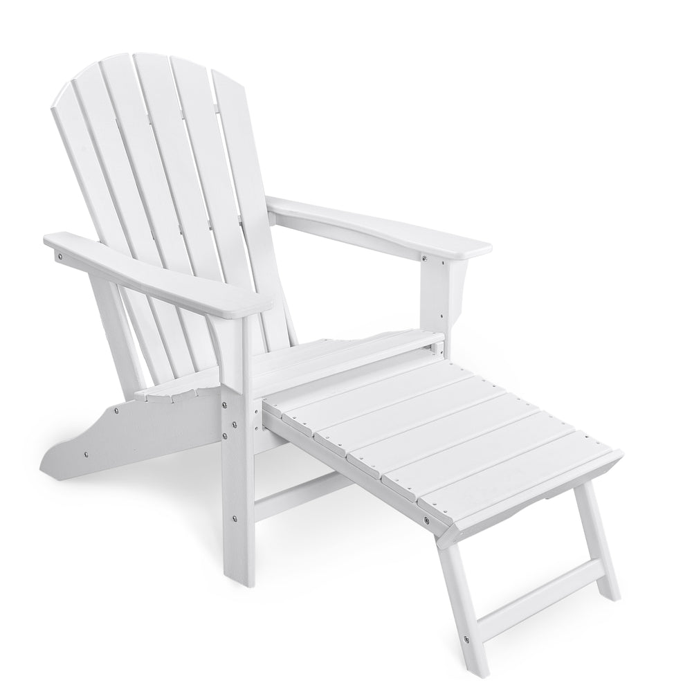 EHOMMATE HDPE Outdoor Adirondack Chair with Footrest White