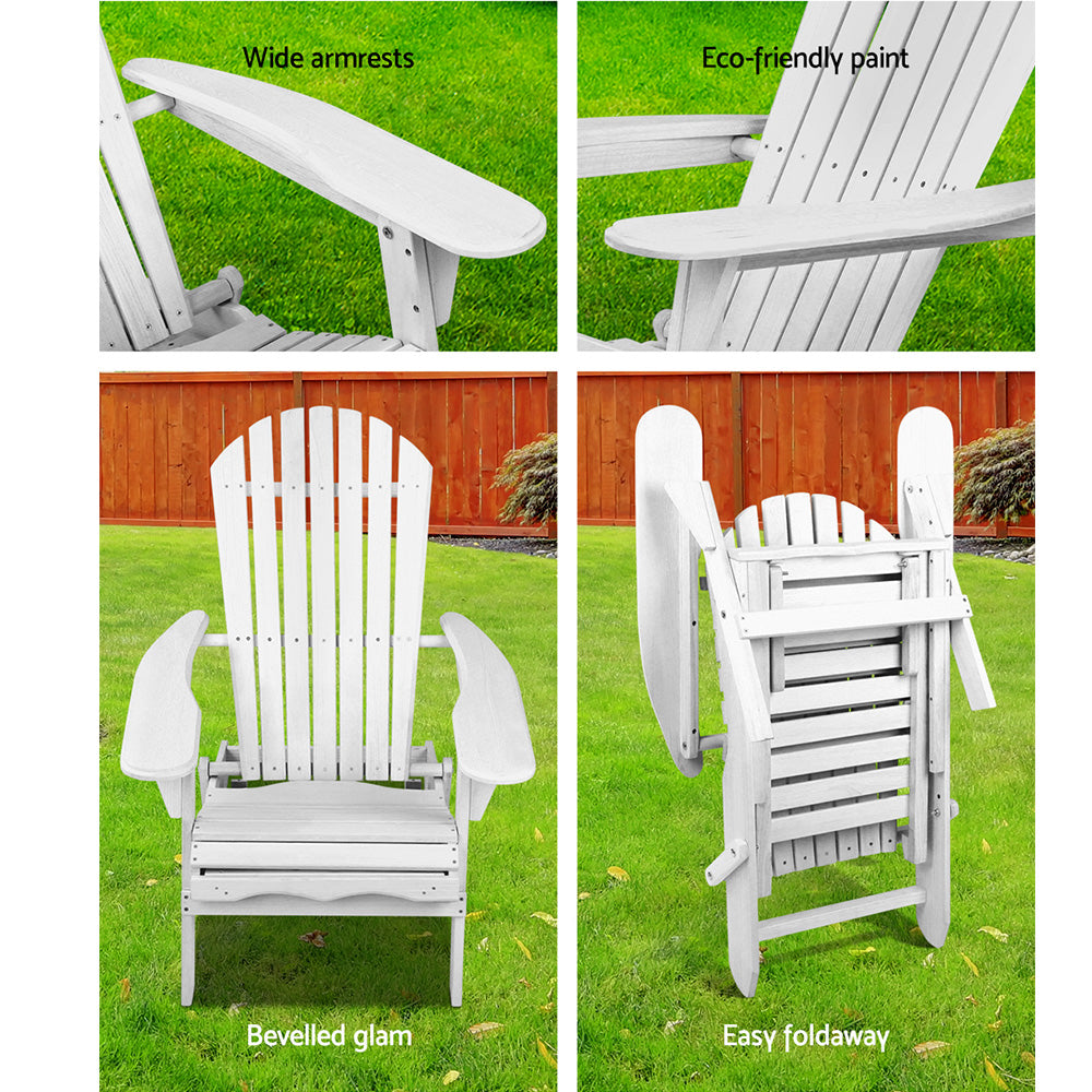 Gardeon Outdoor Adirondack Beach Chair - White