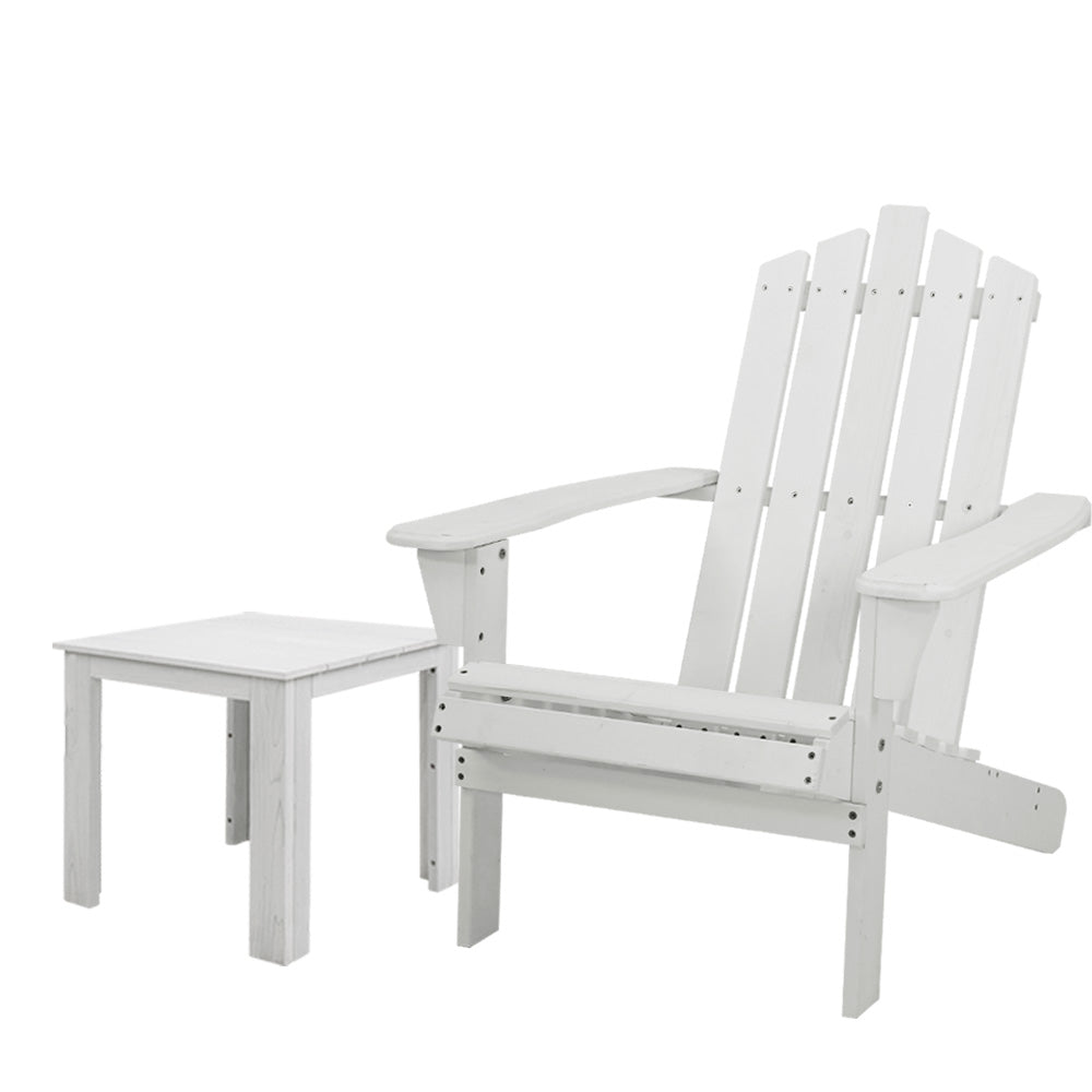 Gardeon Outdoor Wooden Chair Table Setting - White