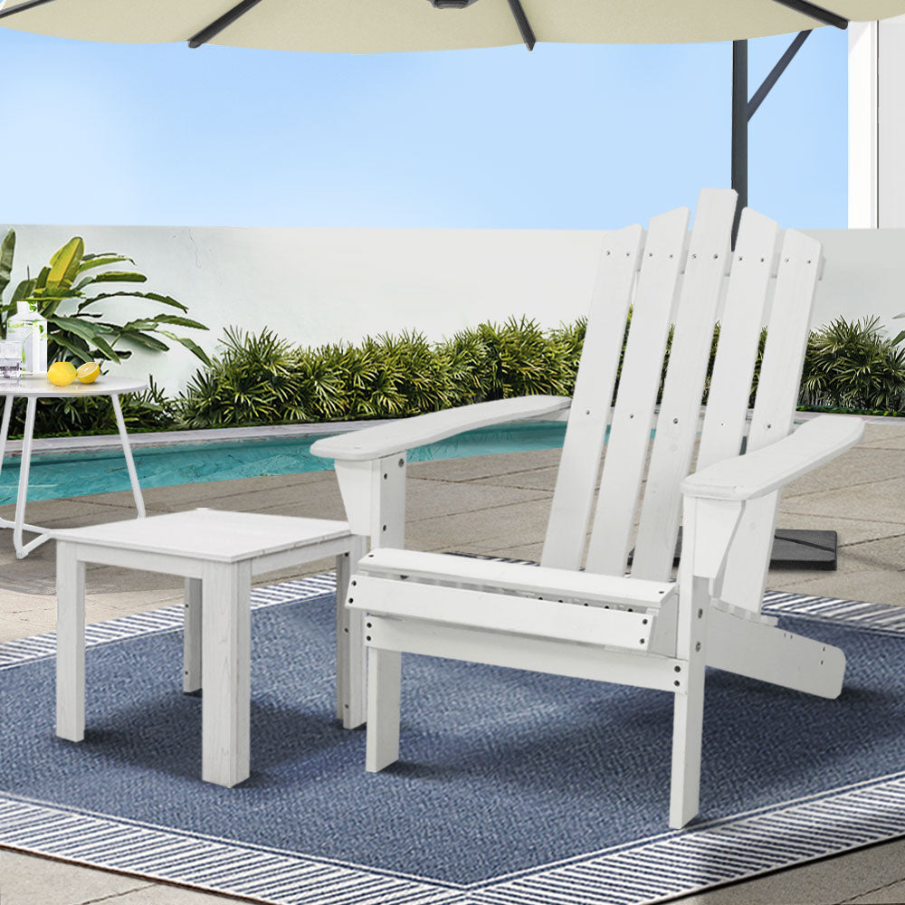 Gardeon Outdoor Wooden Chair Table Setting - White