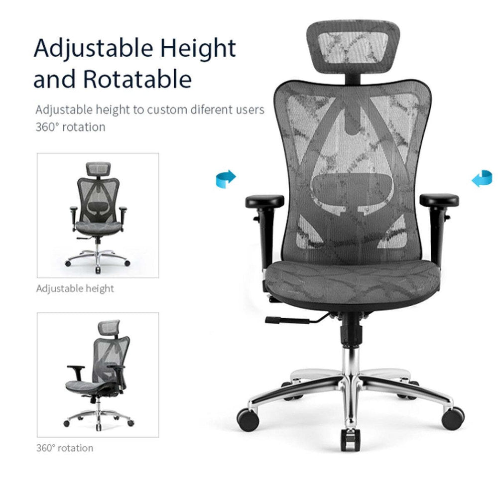 SIHOO M57 Ergonomic Office Chair Desk Chair Computer Chair with Adjustable Headrest Backrest and Armrest - Black