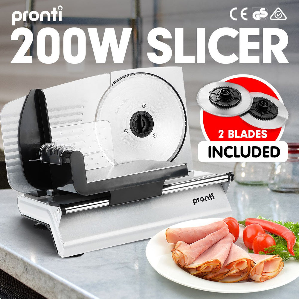 Pronti Deli and Food Meat Electric Slicer with 2 Blades