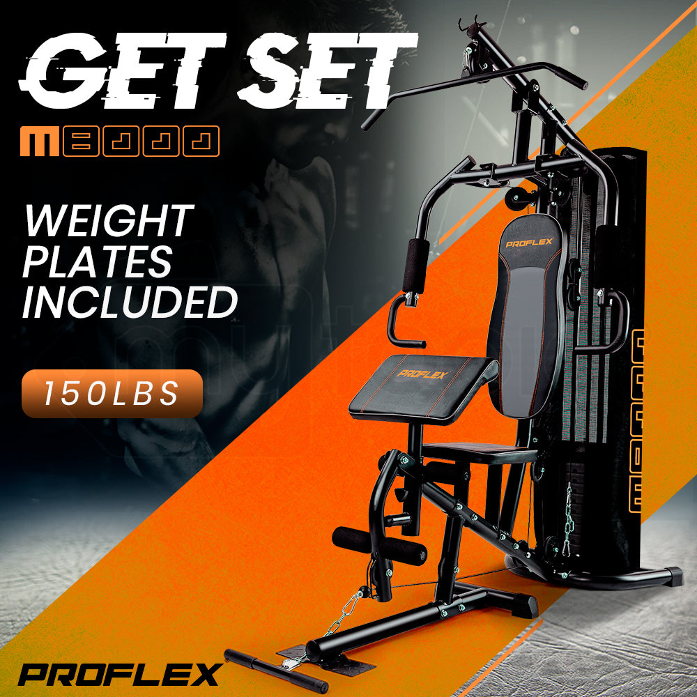 PROFLEX Multi Home Gym Station Bench Press Preacher Cable Machine Back –  Coles Best Buys Online Exclusives