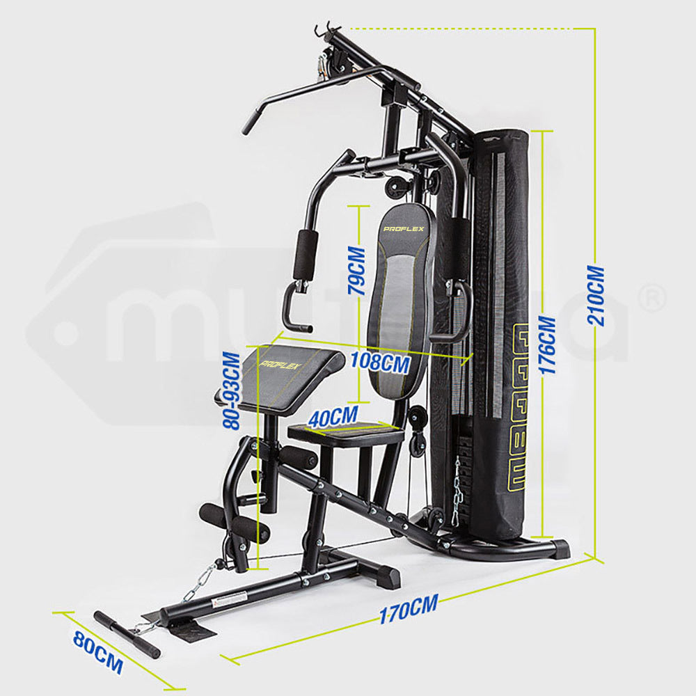 PROFLEX Multi Home Gym Station Bench Press Preacher Cable Machine Back Equipment