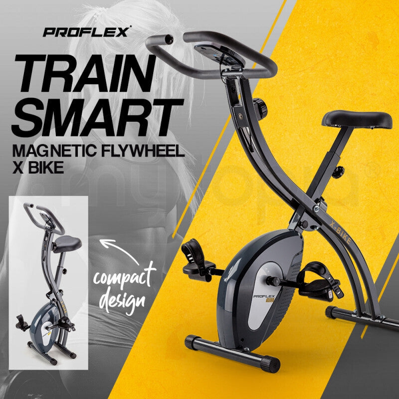 PROFLEX Folding Magnetic Exercise Bike Cycling Cardio Machine Spin Bicycle Trainer Flywheel Fitness