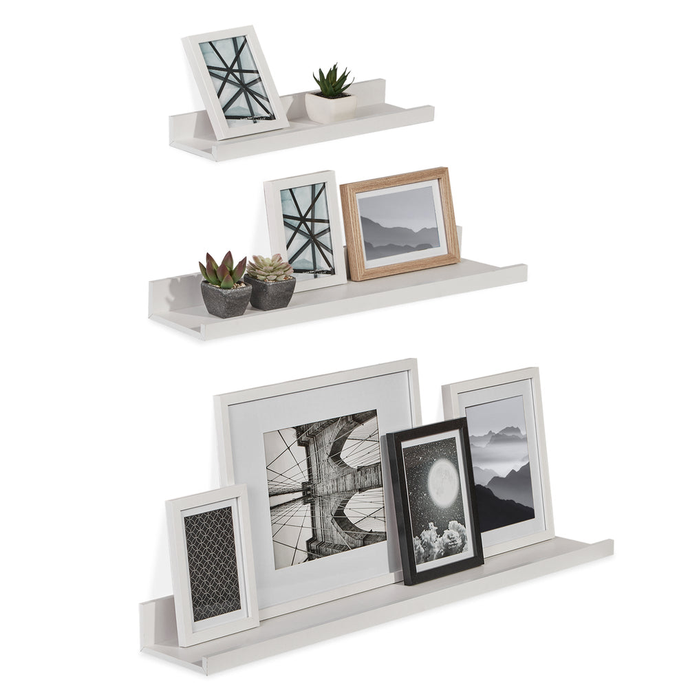Marketlane Set Of Three Whitedisplay Shelves, Wall Mountable