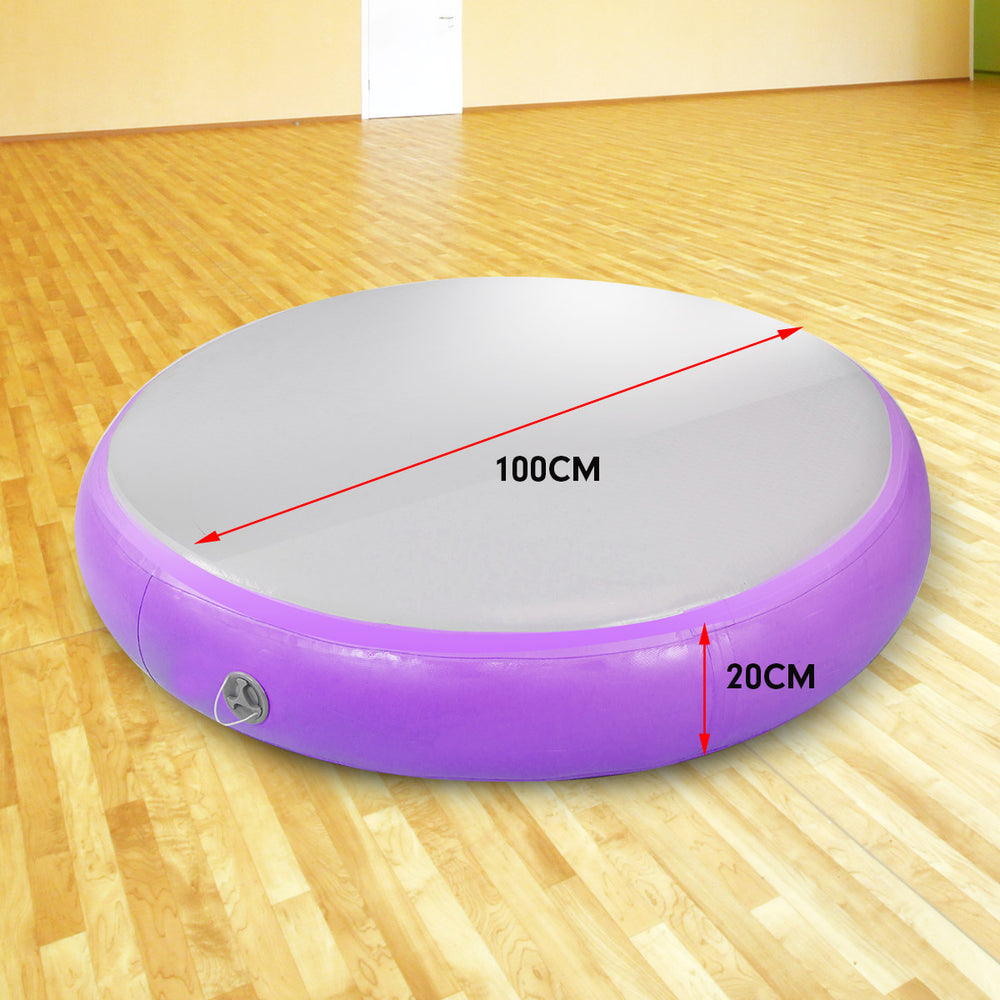 Powertrain 1m Air Track Spot Round Inflatable Gymnastics Tumbling Mat -Purple