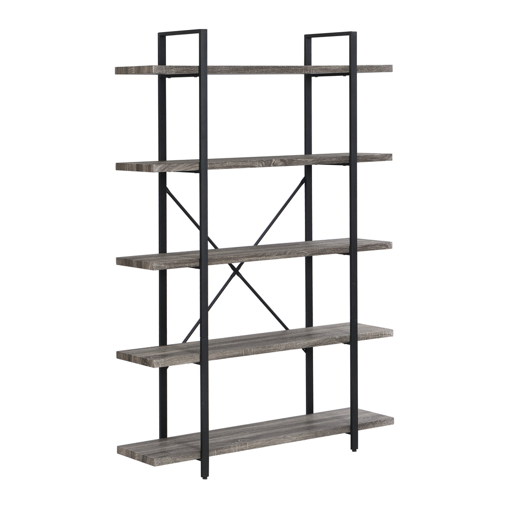 IHOMDEC 5-Tier Industrial Style Bookshelf Grey