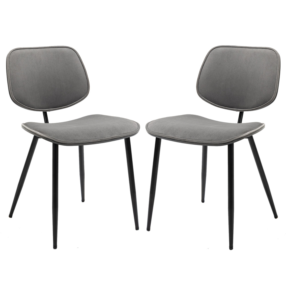 IHOMDEC Dining Chair with Fabric Upholstery and Black Brushed Wood 2pcs/Set Grey