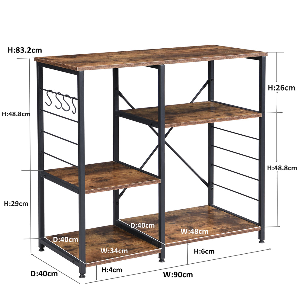 IHOMDEC 4-Tier Square Metal &amp; Faux Antique Wood Kitchen Rack