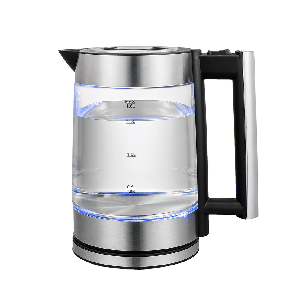 Healthy Choice Healthy Choice 1.8L Cordless Glass Kettle, Stainless Steel, 1.8L, Blue LED