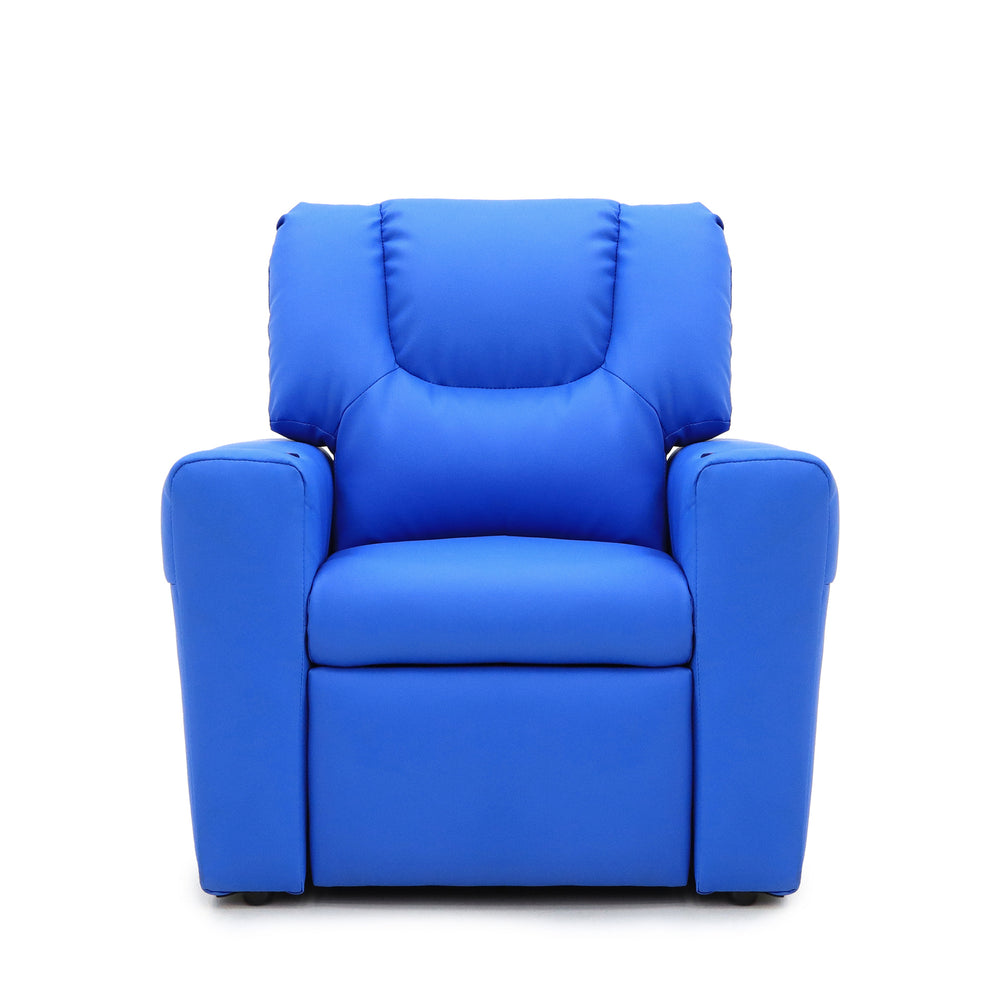 HACIENDA Kids Light Blue Recliner Chair w/ Footrest &amp; Cup Holder