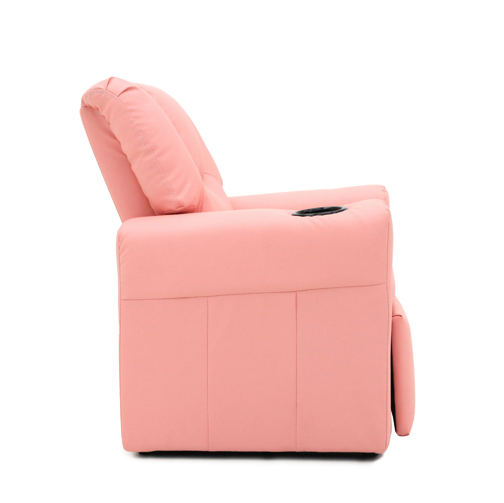 HACIENDA Kids Pink Recliner Chair w/ Footrest &amp; Cup Holder