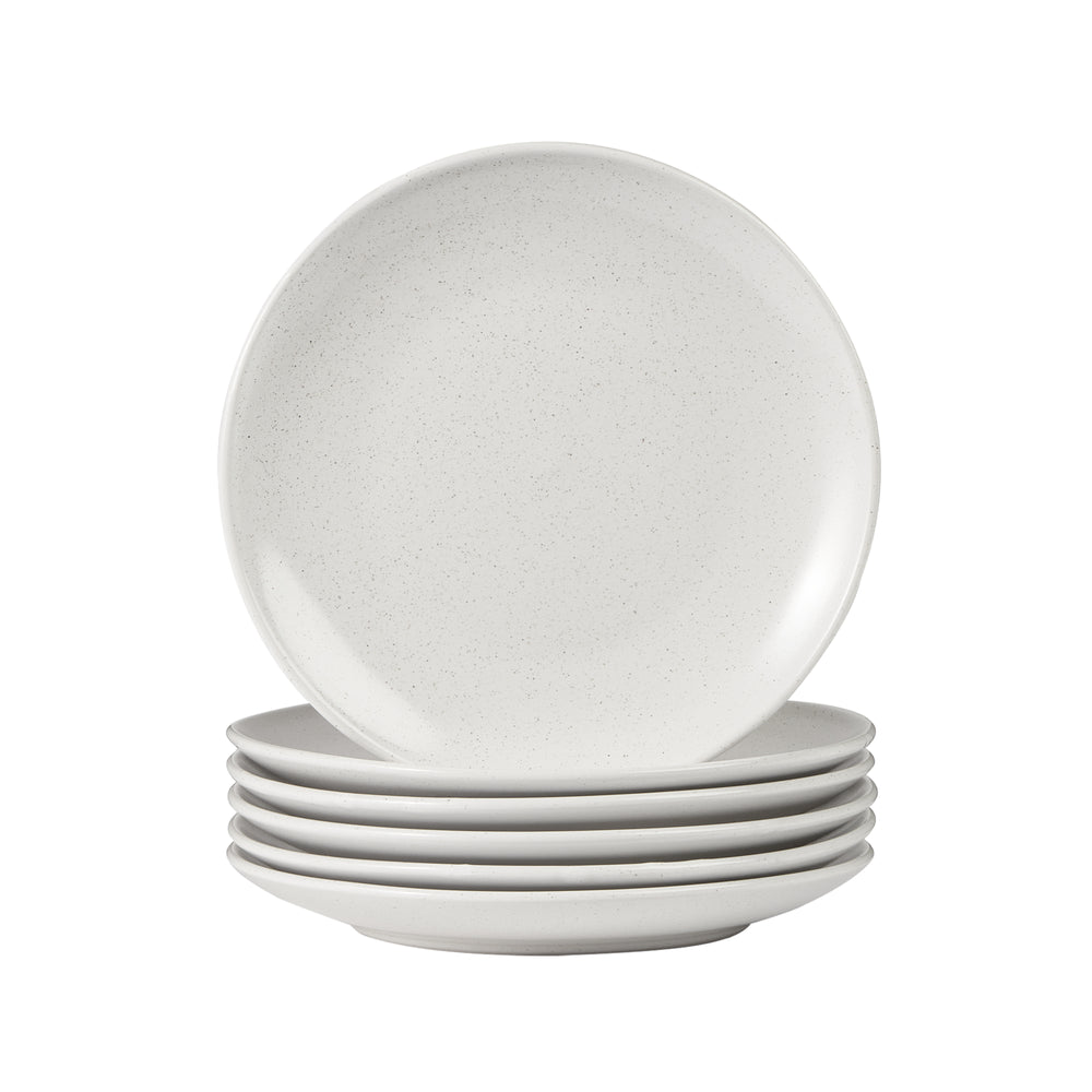 Set Of 6, Mari Dinning Plate  - White