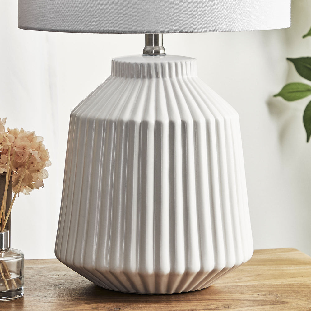 Marketlane 57cm Pleat Modern Ceramic Table Lamp White