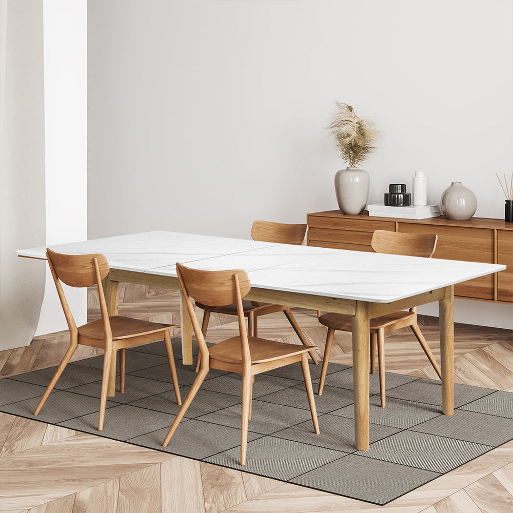 Levede Dining Table Sintered Stone 1.3-1.6M Extendable Wooden Frame 6-8 Person