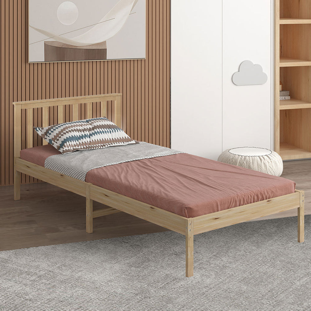 Levede Wooden Bed Frame King Single Full Size Mattress Base Timber Natural