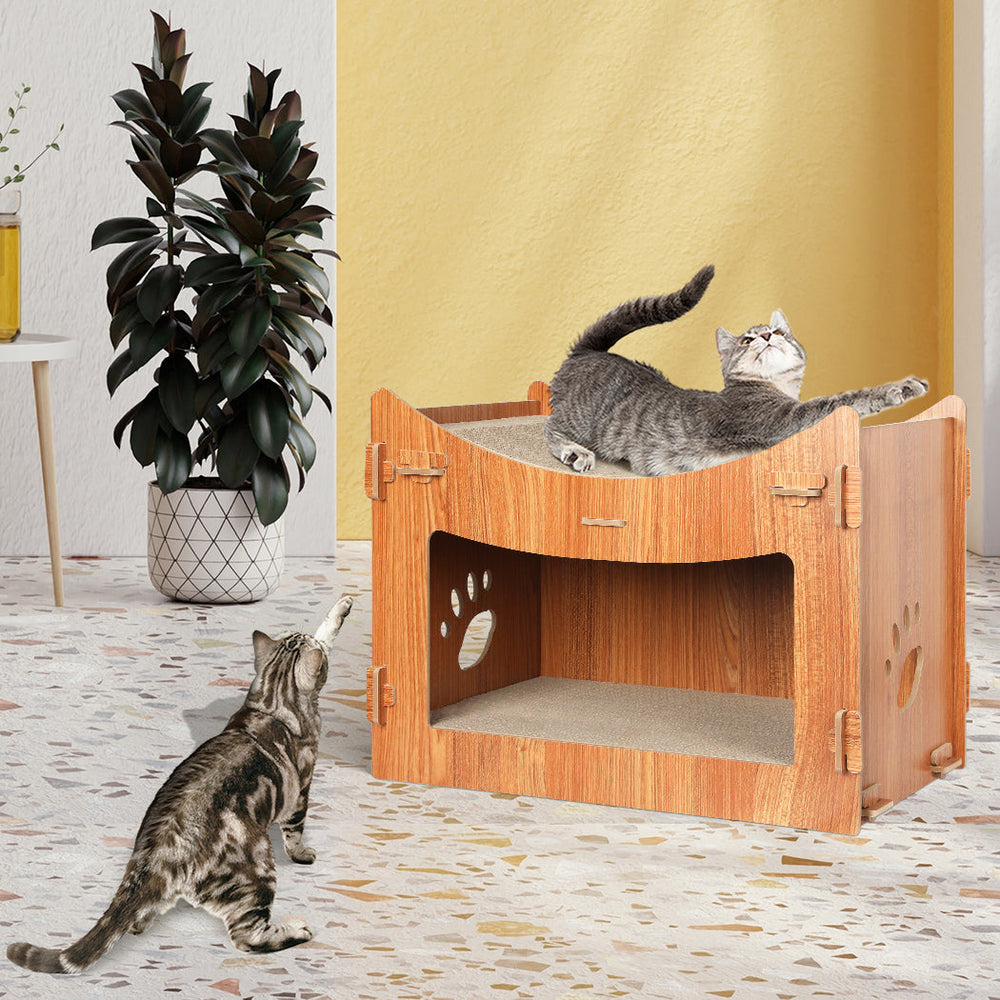 Pawz Cat Scratcher Scratching Board Corrugated Cardboard Condo House Large