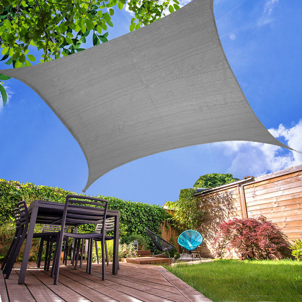 Mountview Sun Shade Sail Cloth Canopy Rectangle Outdoor Awning Cover Grey 5x5M