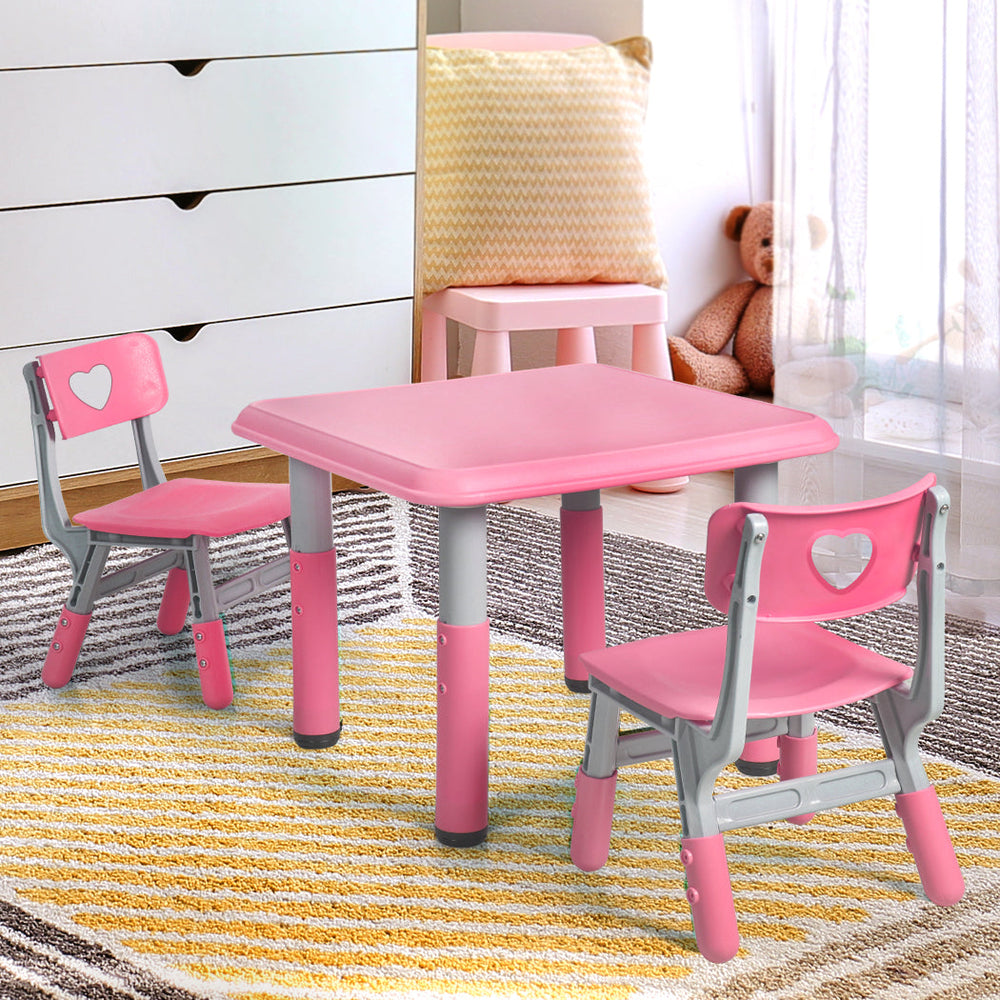 Bopeep Kids Table and Chairs Children Furniture Toys Play Study Desk Set Pink