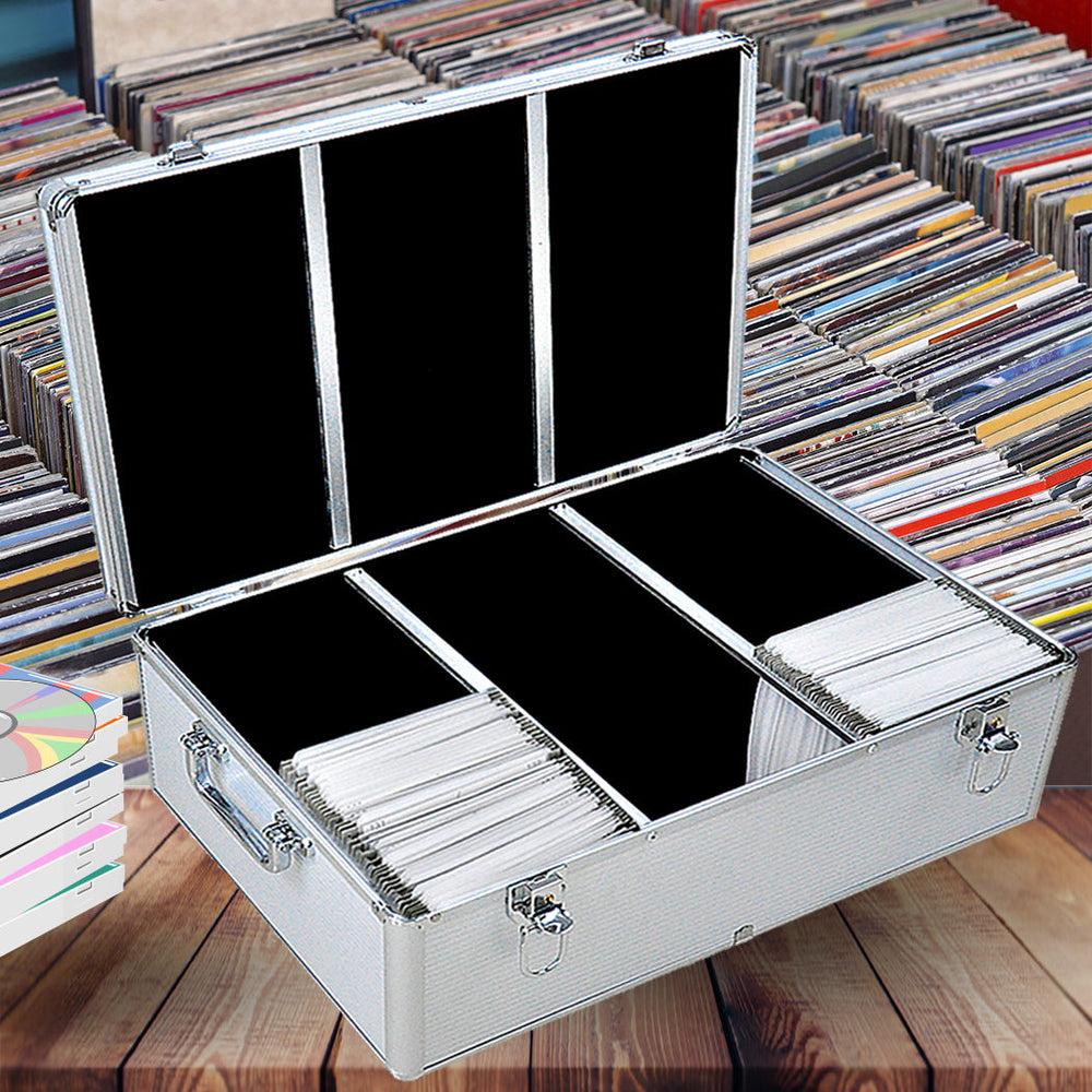 Traderight Group  500 Discs Aluminium CD DVD Cases Bluray Lock Storage Box Organizer Free Inserts