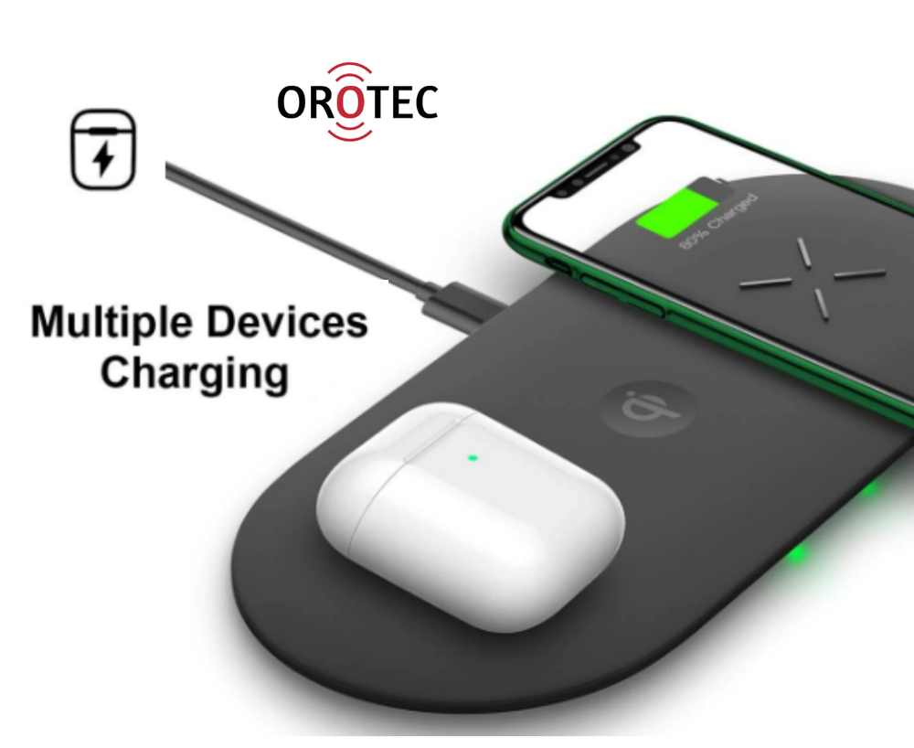 Orotec 10W 3-in-1 Slimline Triple Wireless Charger Pad for Apple - Black