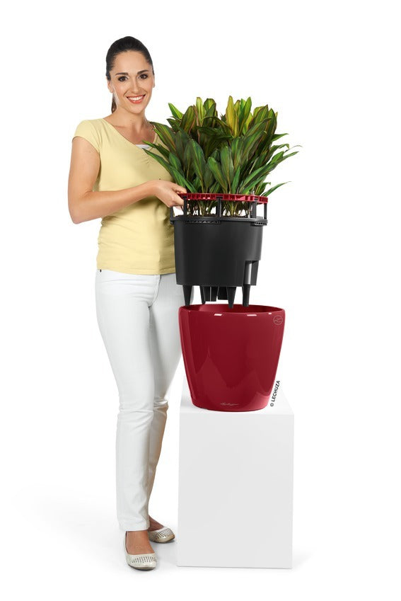 LECHUZA CLASSICO LS 21 PLANTER POT (HIGH GLOSS SCARLET RED)