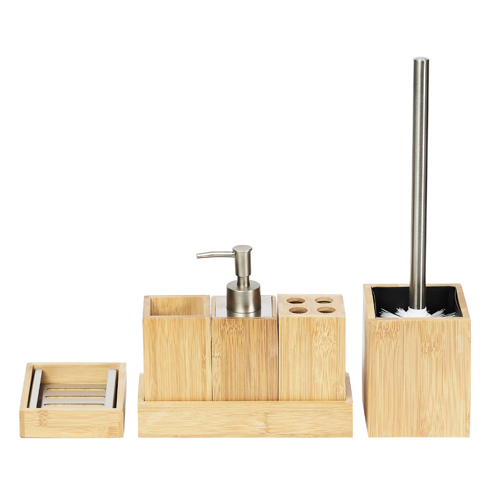 6Pcs Bamboo Bathroom Vanity Accessories Set